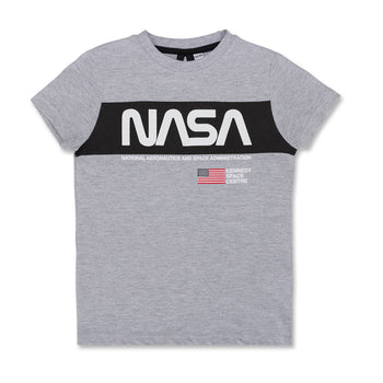 T-shirt grigia da bambino con logo e bandiera USA Nasa, Abbigliamento Sport, SKU c866000014, Immagine 0